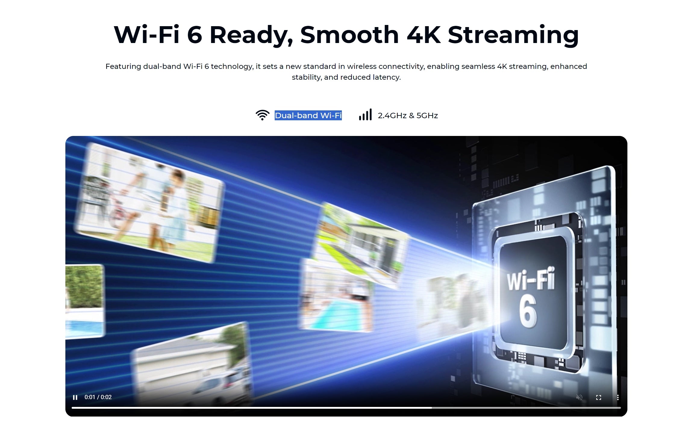 Reolink Argus 4 Solar Camera, Seamless Wi-Fi 6 connectivity for smooth 4K streaming with reduced latency.