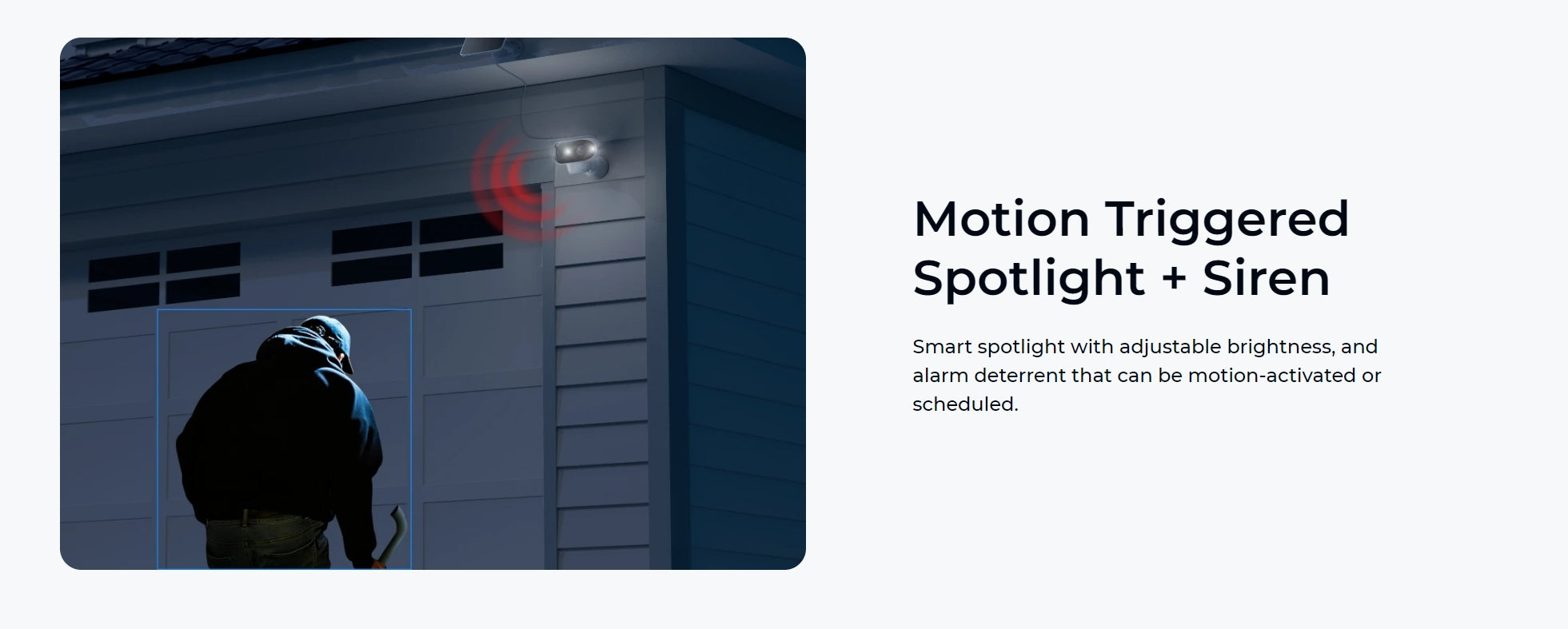 Reolink Argus 4 Solar Camera, Smart spotlight with adjustable brightness and alarm deterrent.