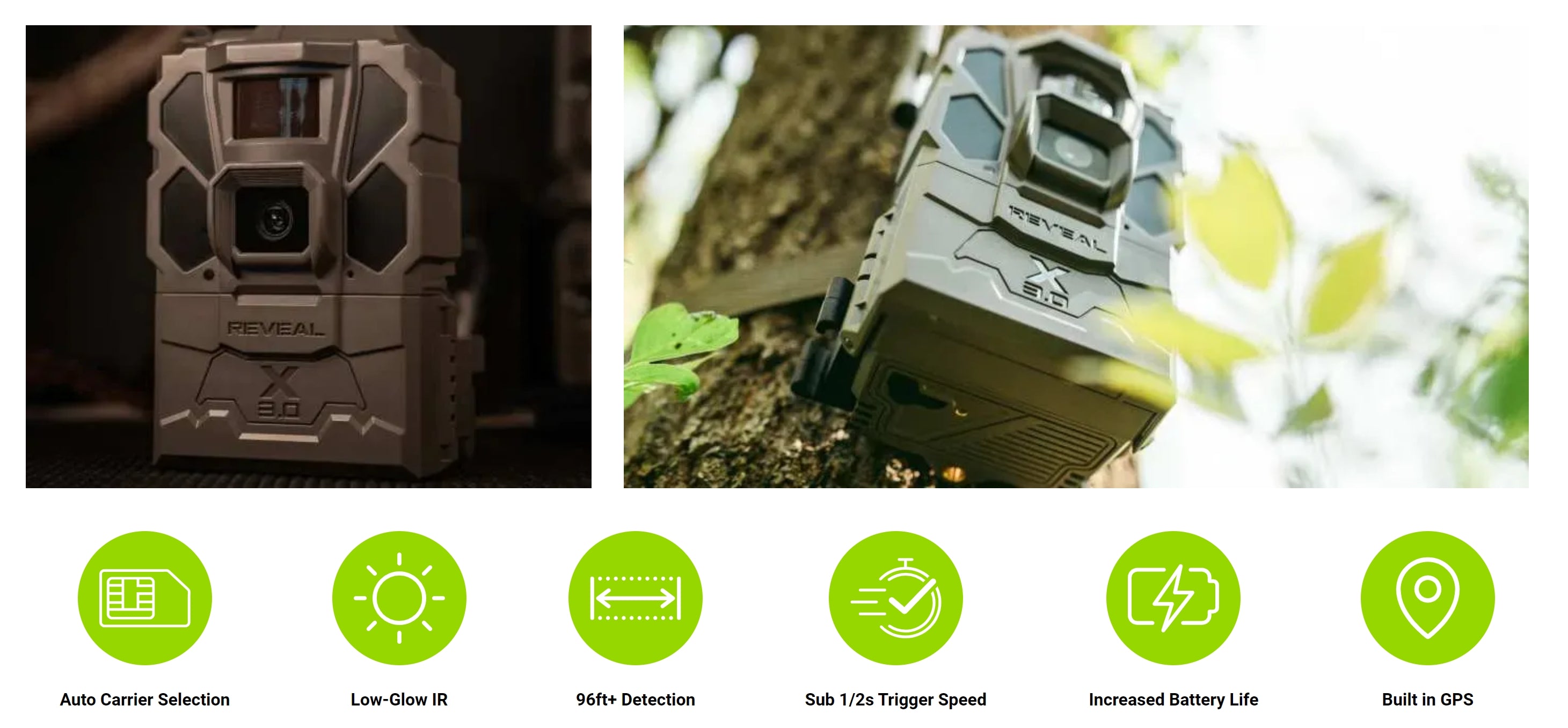 Reveal X 3.0 camera features advanced technology for trail detection.