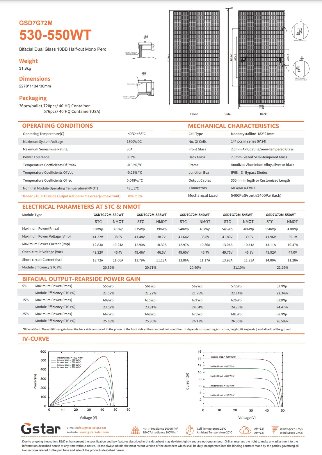 The Gstar 540W Solar Panel is a solar panel product.