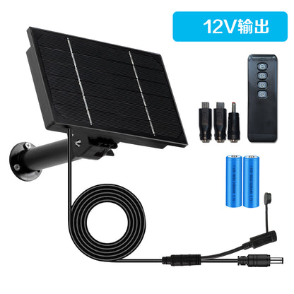 4W Solar Panel For Security Camera - 3 In 1 DC/Micro USB/TypeC Output 5V 6V 9V 12V Solar Charge Built-in 18650 Battery