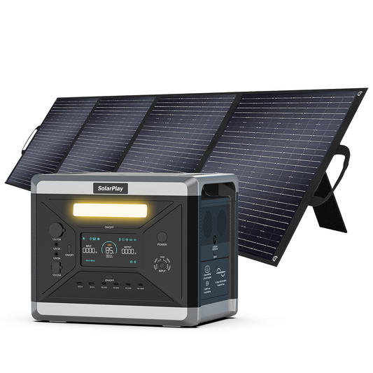 SolarPlay Q2501 Portable Power Station, 2160Wh 2400W LiFePO4, UPS 0.02s, 12 Ports, Fast Dual Charge, with 400W Solar Panel