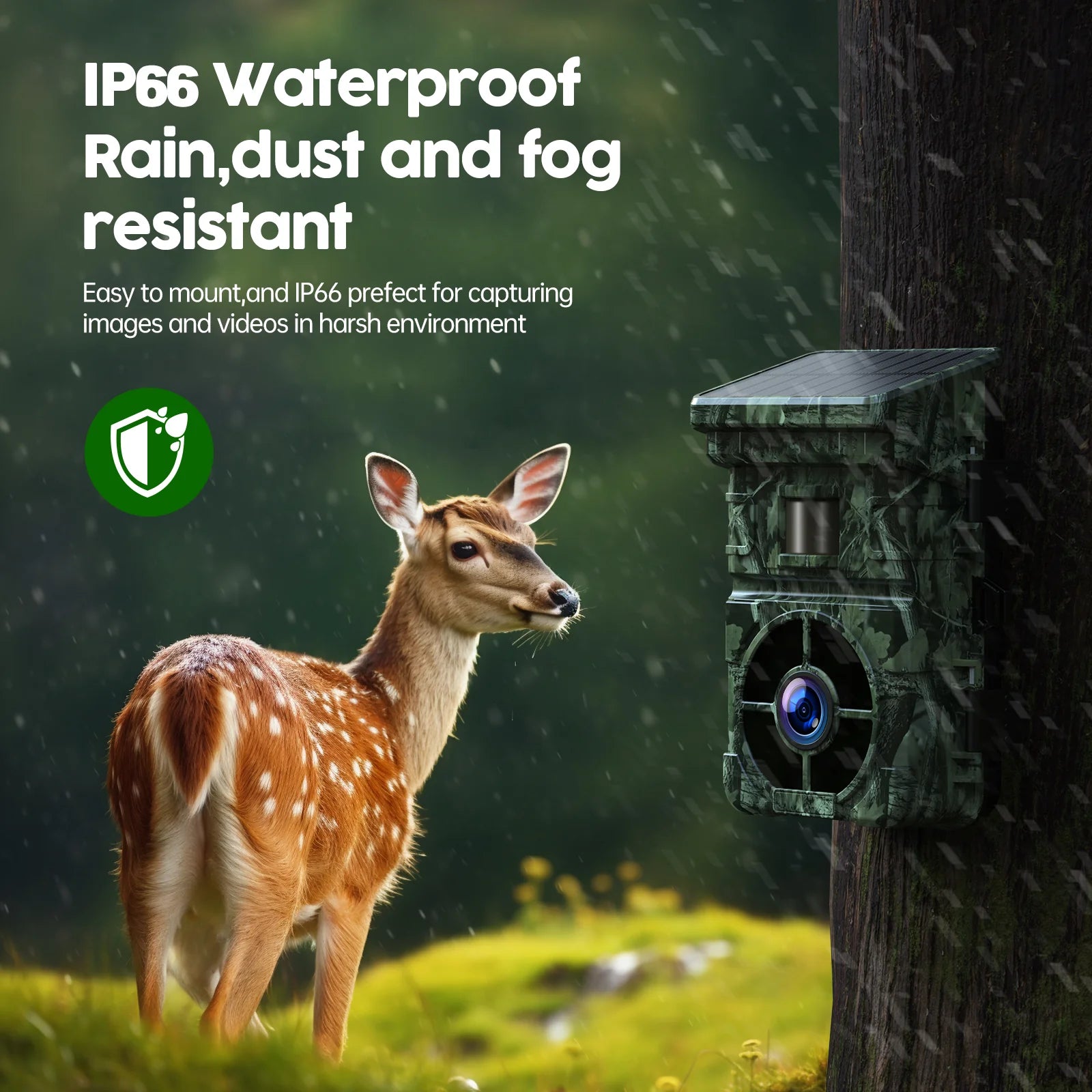 Campark TC15 24MP Solar Trail Camera, Waterproof camera mounts for harsh environments.