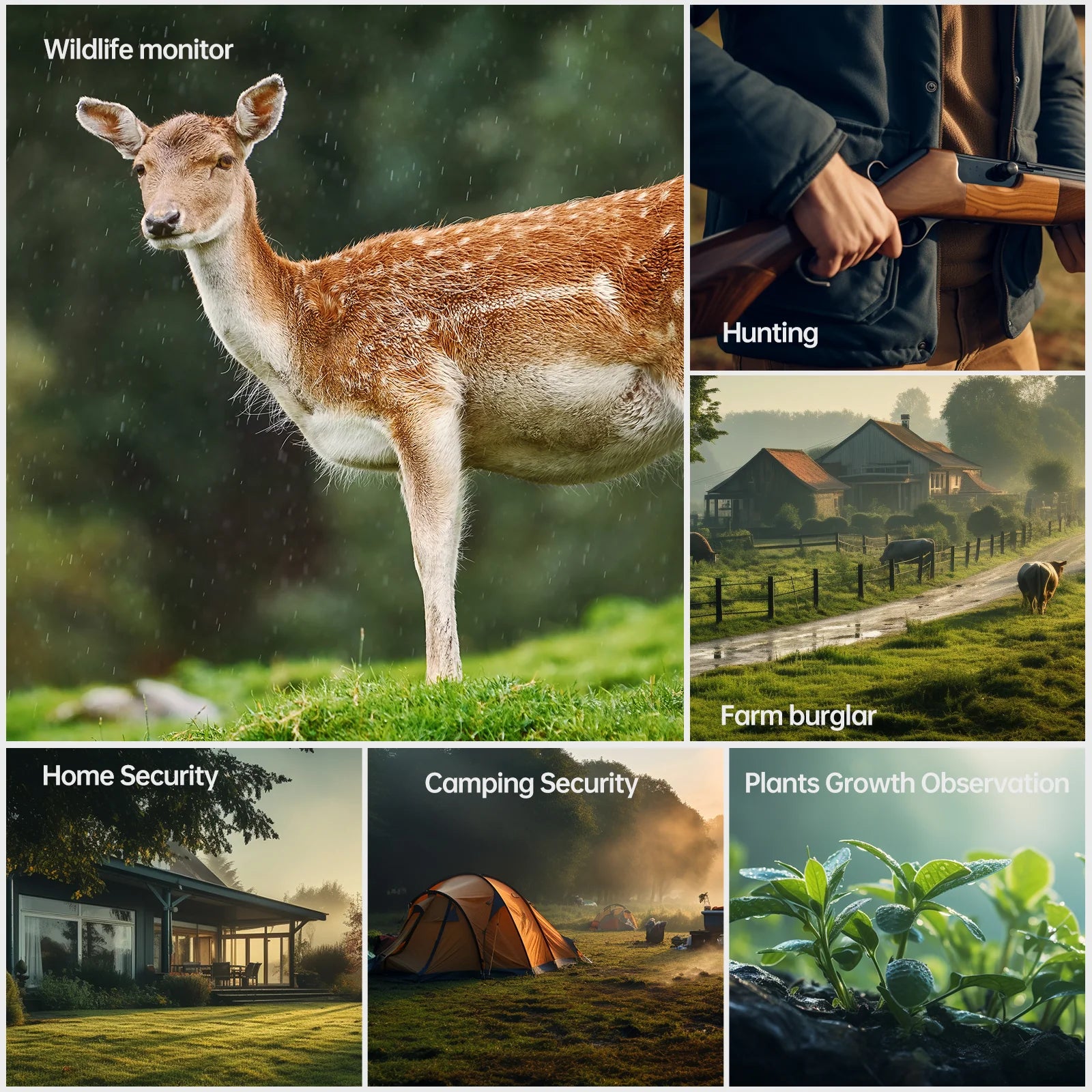 Campark TC15 24MP Solar Trail Camera, The Campark TC15 camera captures wildlife and plant growth for home security, hunting, farming, and camping.