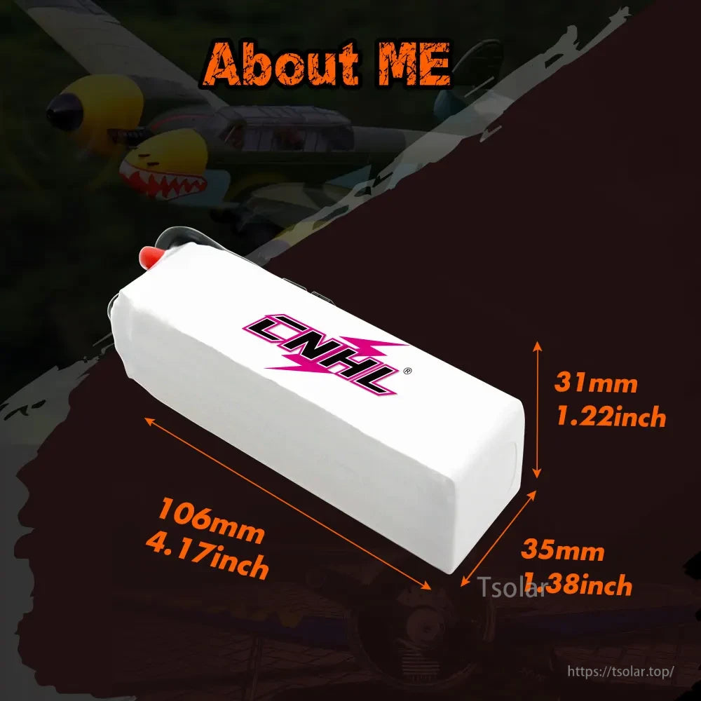 2PCS CNHL 3S 11.1V Lipo Battery, CNHL 3S 11.1V LiPo battery, 106x35x31mm, white with pink logo, designed for RC applications.