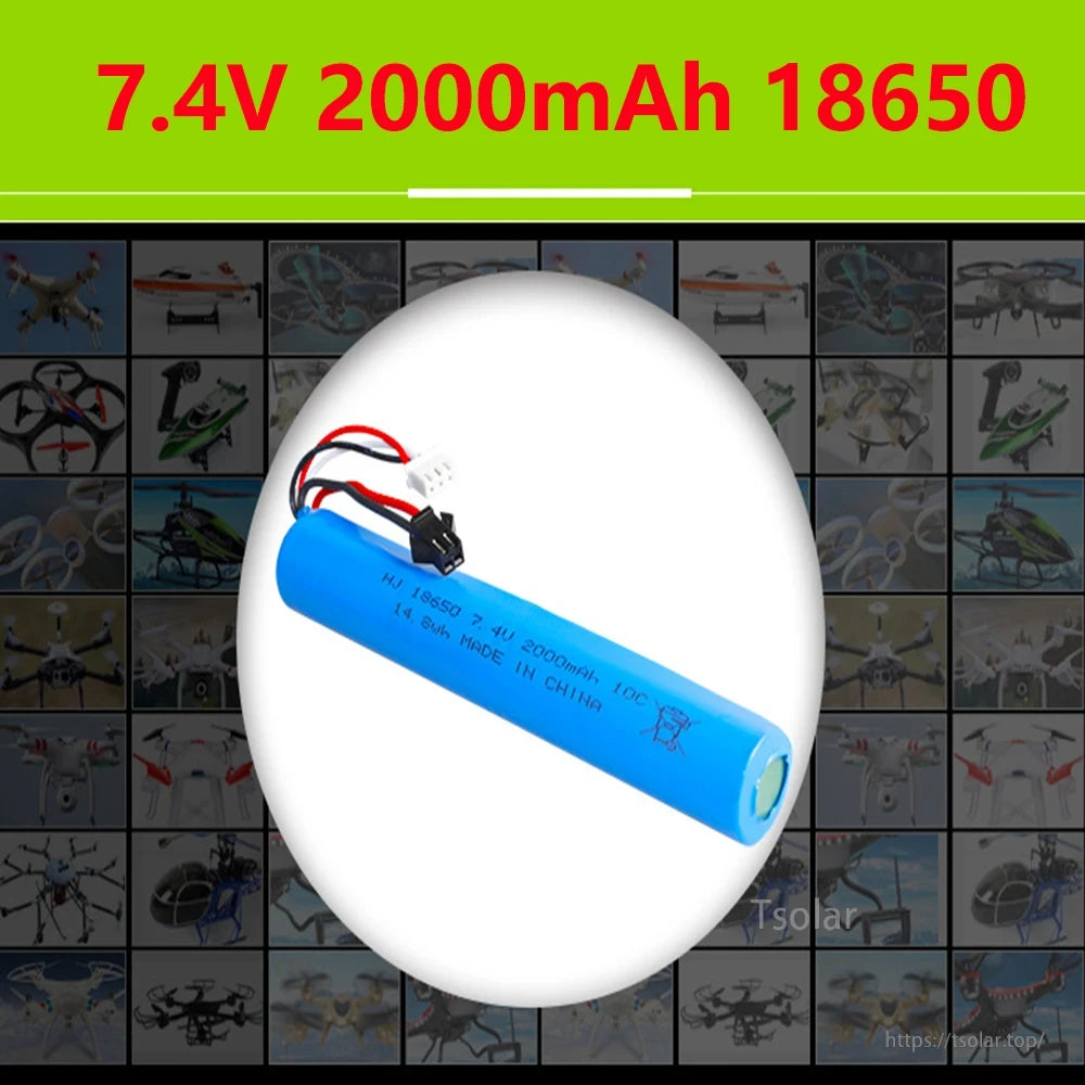 2S 7.4V 2000mAh 10C 18650 LiPo Battery, 7.4V 2000mAh 18650 LiPo Battery 10C Made in China