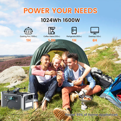 The CTOLITY AP1000 Portable Power Station has a 1024Wh capacity, 1600W AC output, 11 ports, and fast charging with UPS functionality.