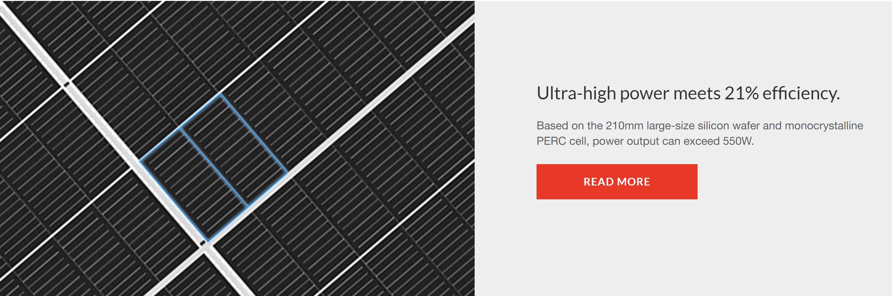 Trina Vertex 550W Solar Panel, High-power solar panel with 21% efficiency and 21cm wafer, produces over 550W.