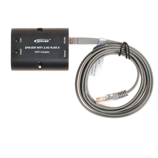 EPEVER 2.4G WiFi RJ45 adapter module with Link/Power LEDs and attached RJ45 cable for RS485 connection