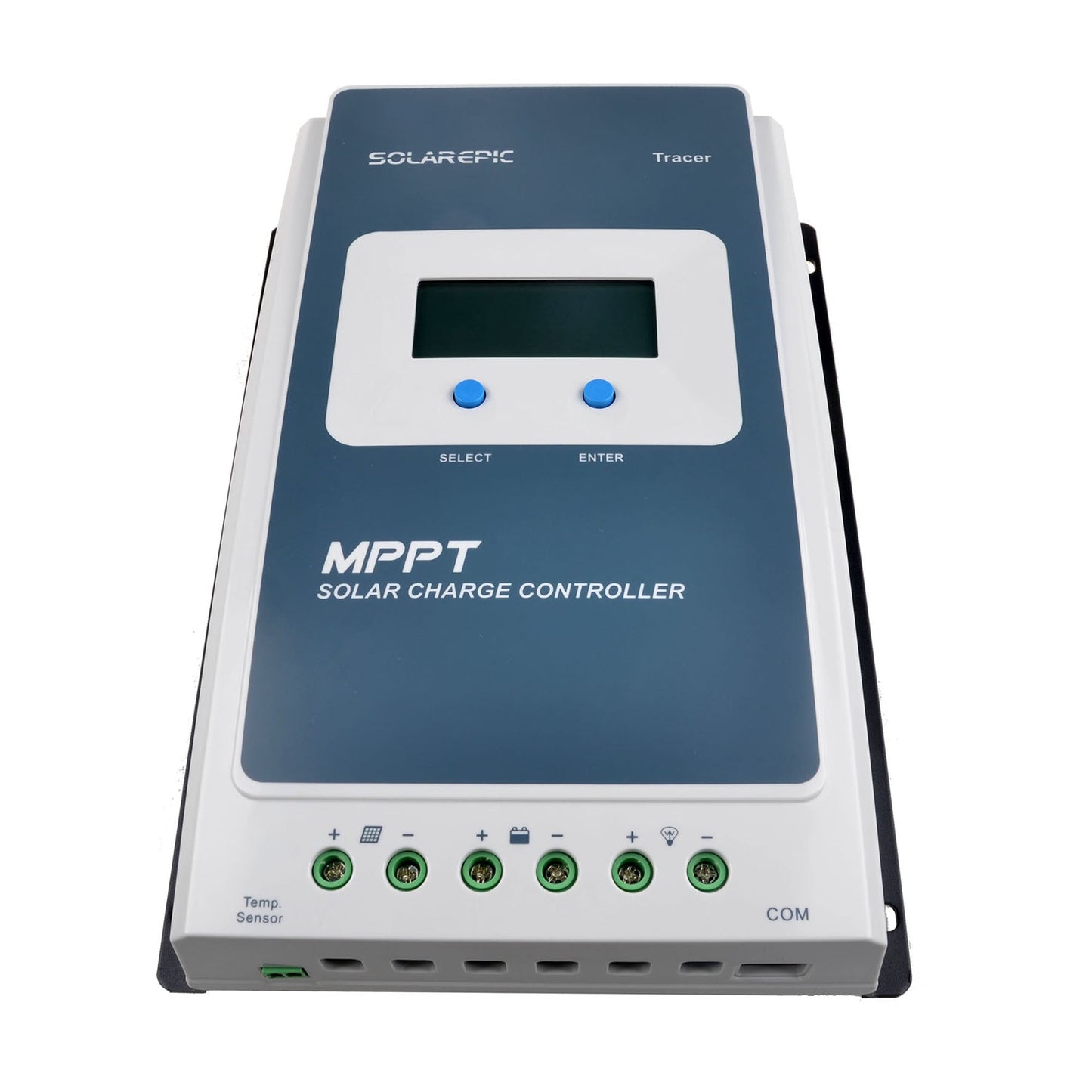 EPEVER Tracer AN MPPT solar charge controller with LCD display, select/enter buttons, and bottom wiring terminals