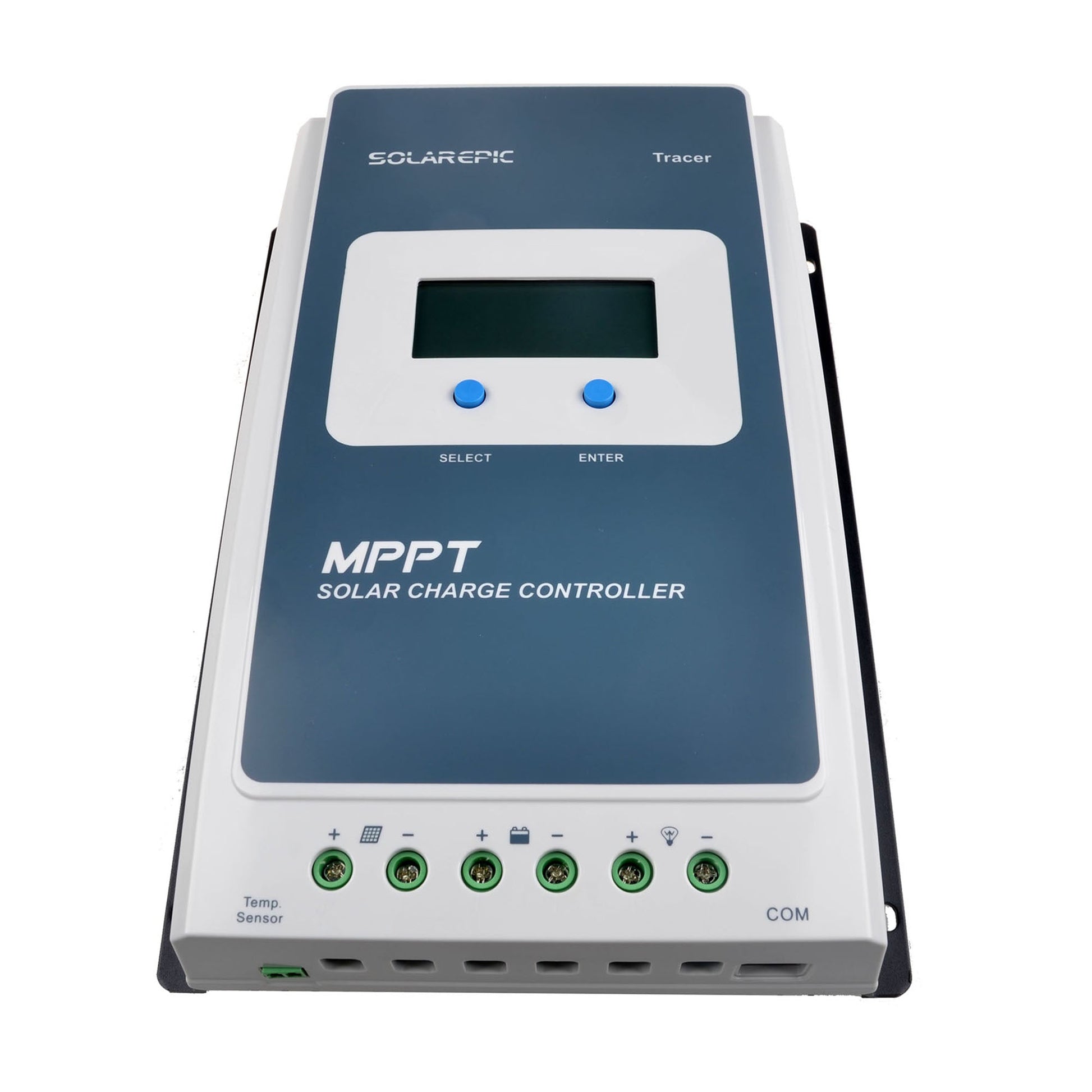 EPEVER Tracer AN MPPT solar charge controller with LCD display, select/enter buttons, and bottom wiring terminals