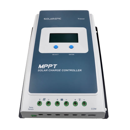 EPEVER Tracer AN MPPT solar charge controller with LCD display, select/enter buttons, and bottom wiring terminals
