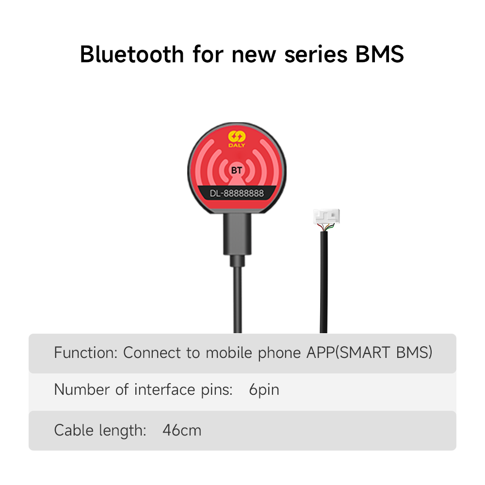 Bluetooth for new series BMS module with 6-pin connector lead, spec panel included