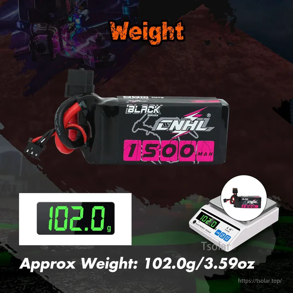 2pcs CNHL 2S Lipo Battery, CNHL 1500mAh 2S Lipo Battery, weight 102.0g, black series