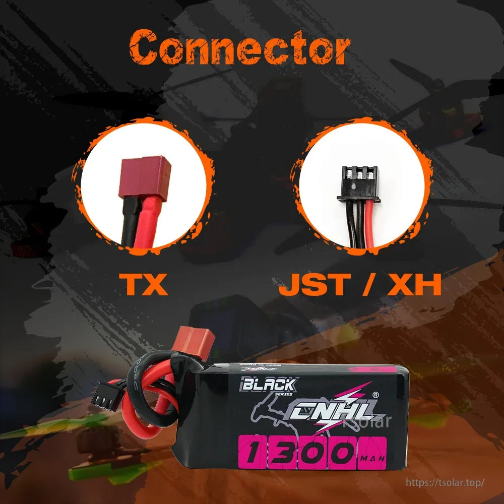 2pcs CNHL 2S Lipo Battery, Lithium Batteries use JST/XH balance connectors with selectable output options XT60 or T/Dean.