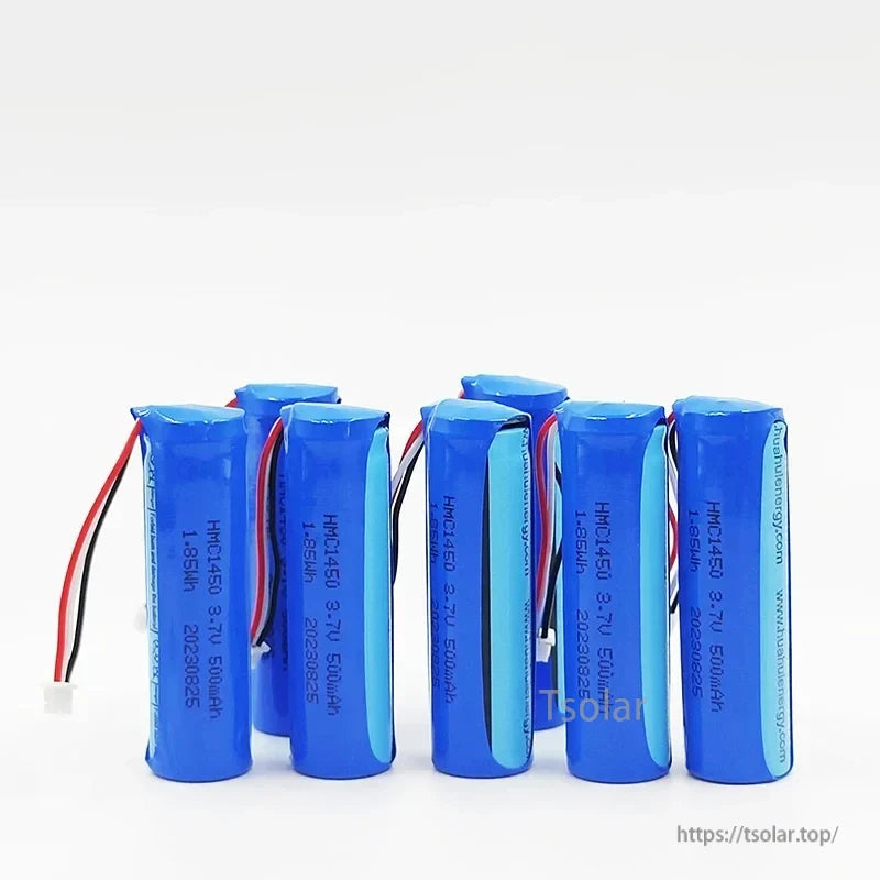 3.7V 500mAh Li‑Ion Replacement Battery, Batteries only included with purchase of HMC-1450, available in quantities of 1 to 5 depending on selection.