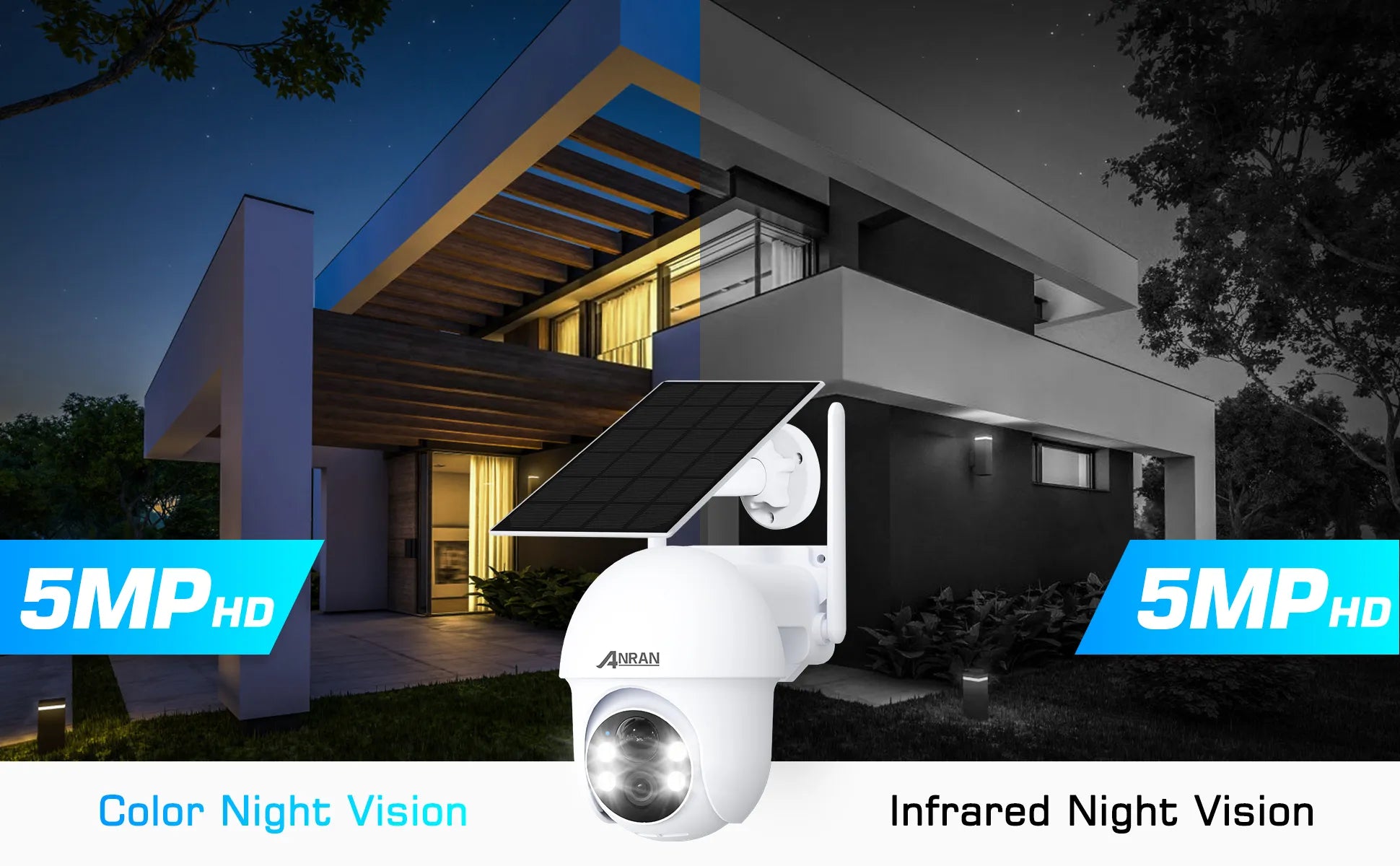 ANRAN Q1 Max 5MP Solar Camera, 5MPhd SMPHD ANRAN Color Night Vision In