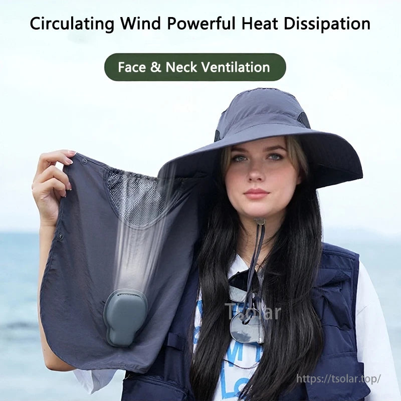 4-in-1 Sun Protection Hat provides circulating wind, heat dissipation, and face/neck ventilation for comfortable, protective wear.