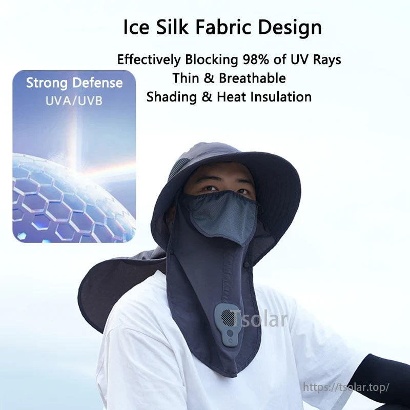 4-in-1 Sun Protection Hat, Ice Silk hat blocks 98% UV, breathable, shading, heat insulation.