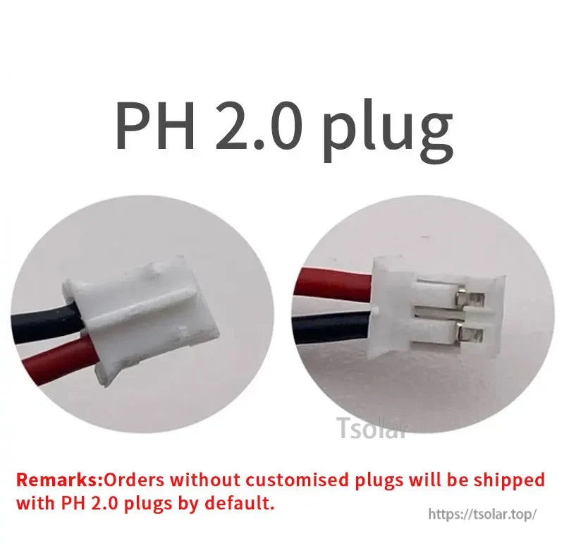4025100 3.7V 1000mAh Lithium Polymer Battery, PH 2.0 plug; orders without custom plugs shipped with PH 2.0 plugs by default.