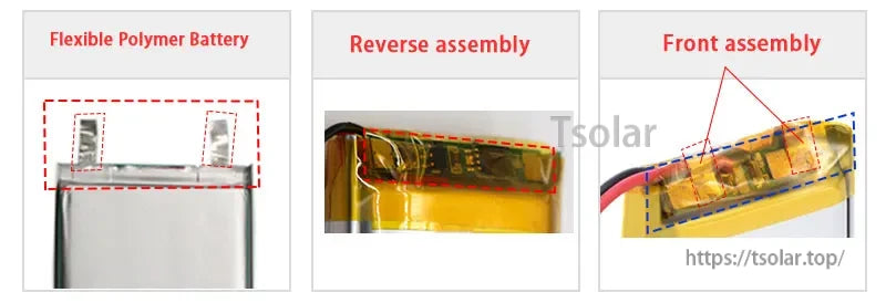 4025100 3.7V 1000mAh Lithium Polymer Battery, Flexible Polymer Battery Assembly Views