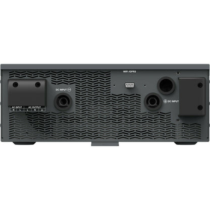 Rear panel of EPEVER UPower-Hi 3000W hybrid inverter with AC input/output terminals, dual DC inputs, and WiFi/GPRS port