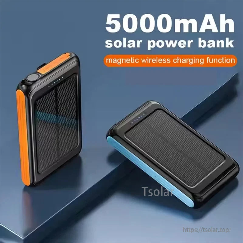 5000mAh Magnetic Wireless Solar Power Bank, 5000mAh solar power bank with magnetic wireless charging