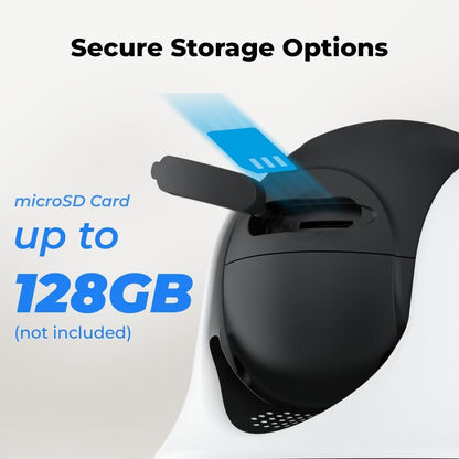 Securely stores data with expandable microSD card support, compatible with cards up to 128GB (not included)