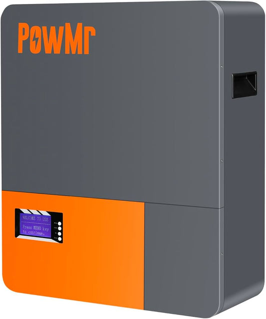 PowMr POW-LIO48100-16S 51.2V 100Ah LiFePO4 battery, wall-mount case with front LCD display