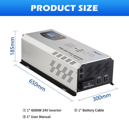 Ampinvt 6000W DC 24V Split Phase Pure Sine wave Inverter with AC Charger