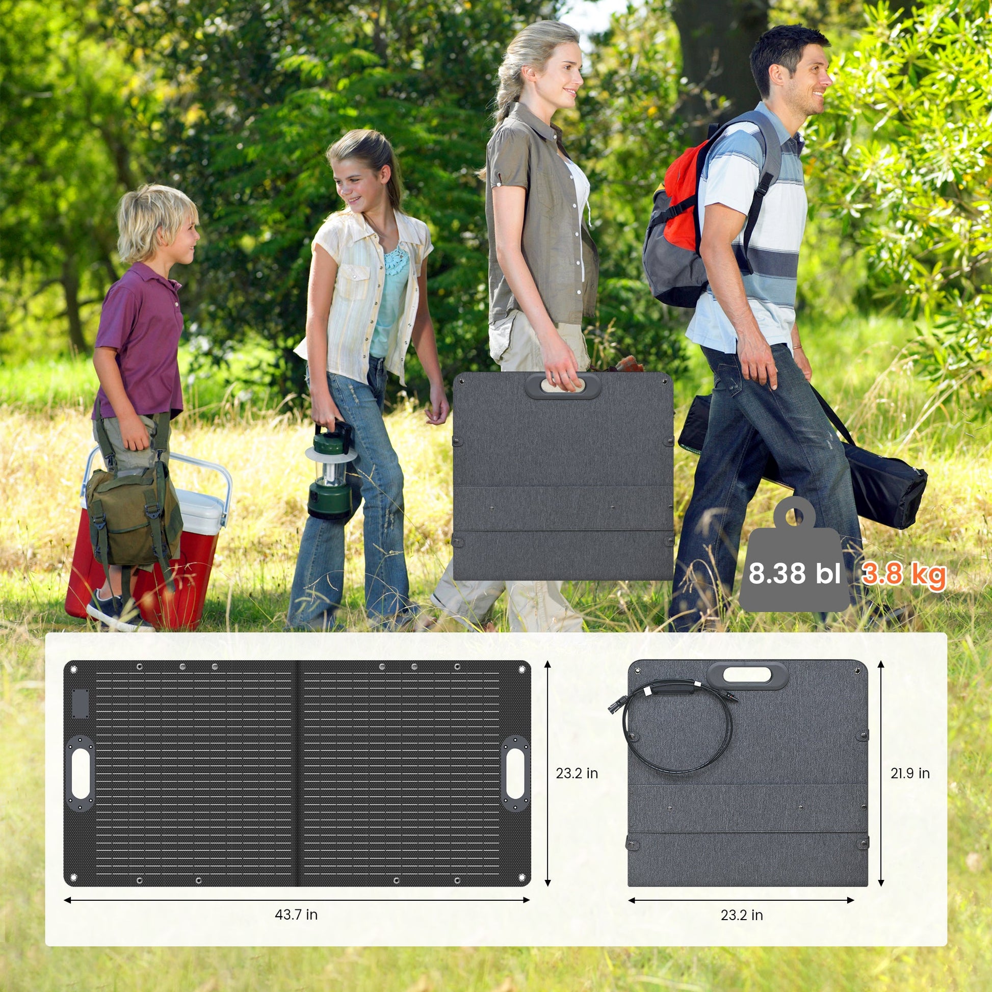 CTOLITY SPC100W 100W Foldable Solar Panel - 23.7% High-Efficiency, IP65, MC4 w/ XT60/Anderson/5525, Kickstand Portable