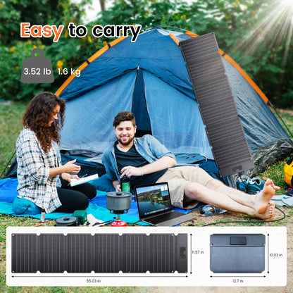 CTOLITY SPC54 54W Foldable Solar Panel, USB-C/USB-A & 20V DC, 23% ETFE, IP65 - Portable Charger for Camping/RV