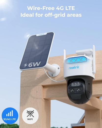 Reolink TrackMix LTE 4G Battery Camera, Off-grid wireless 4K LTE camera with solar power and 4G/LTE connectivity for outdoor surveillance.