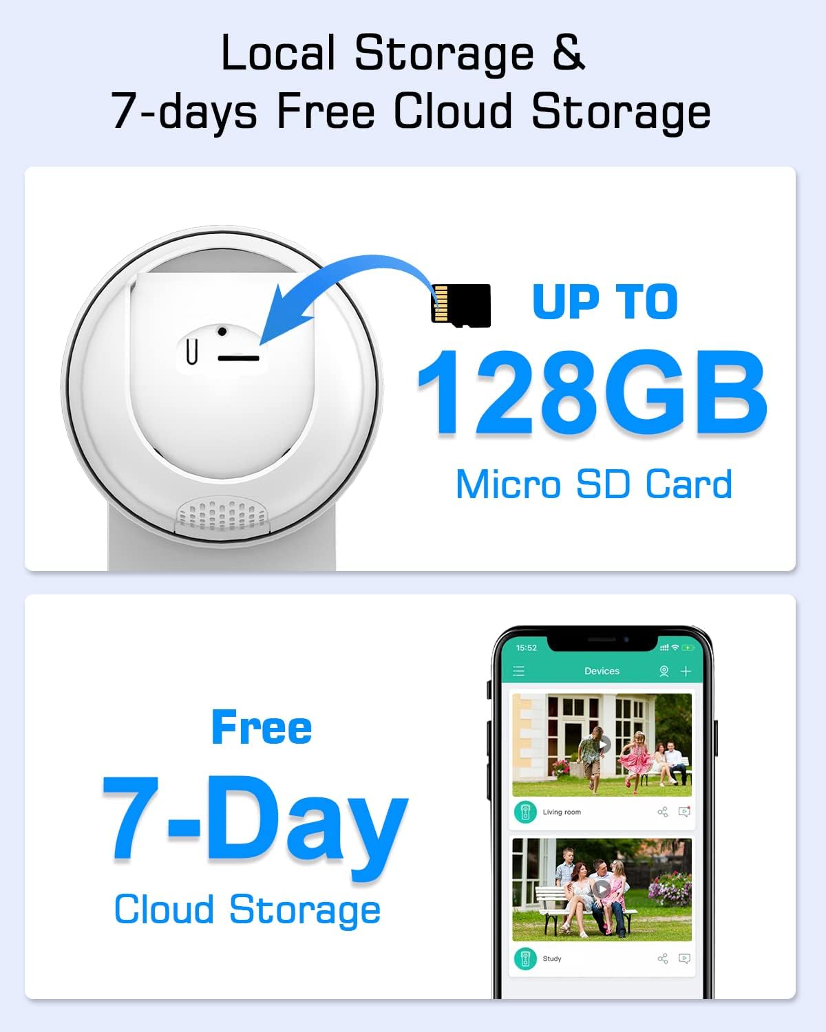 Local Storage & 7-days Free Cloud Storage UP TO