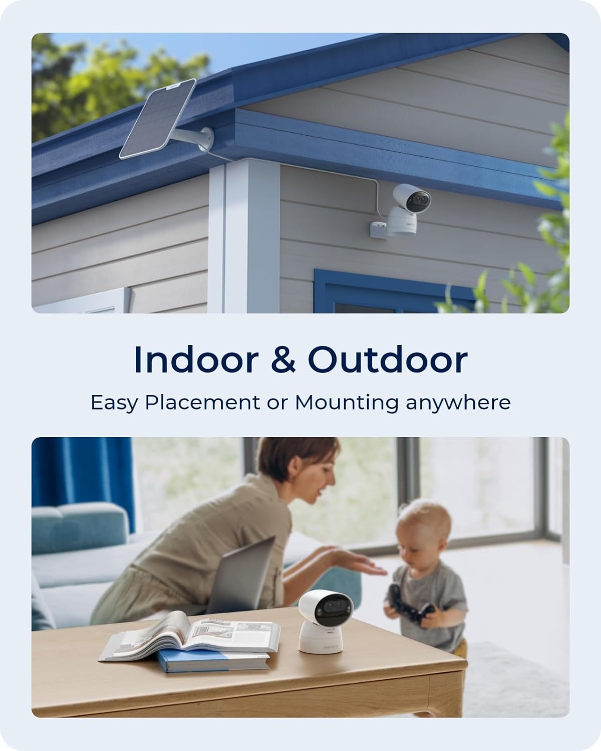 Reolink Argus Track 4K Solar Camera, Versatile placement for indoor and outdoor use