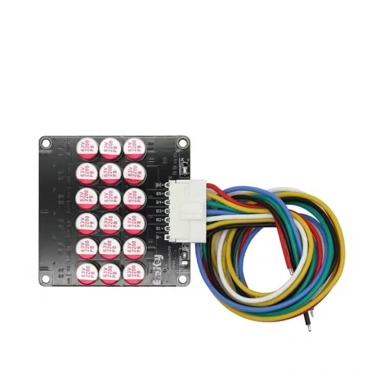 5A capacitor active equalizer balancer board with wiring harness, 6S layout on black PCB