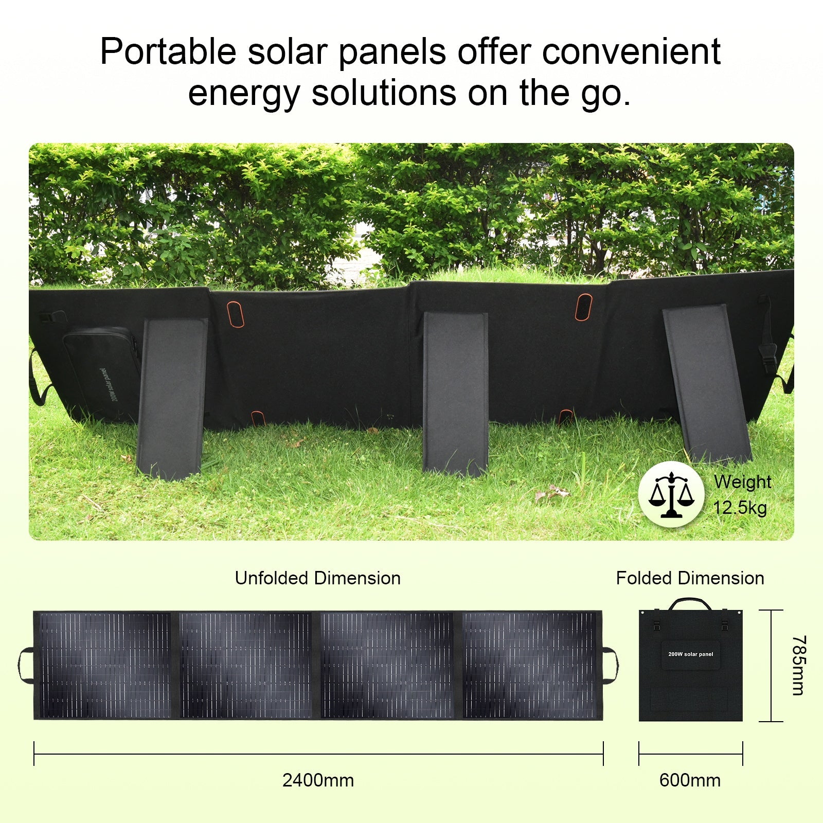 SolarPlay Q2501 Portable Power Station, Portable solar panels provide convenient energy, weighing 12.5kg and unfolding to 2400mm x 785mm for efficient power generation.