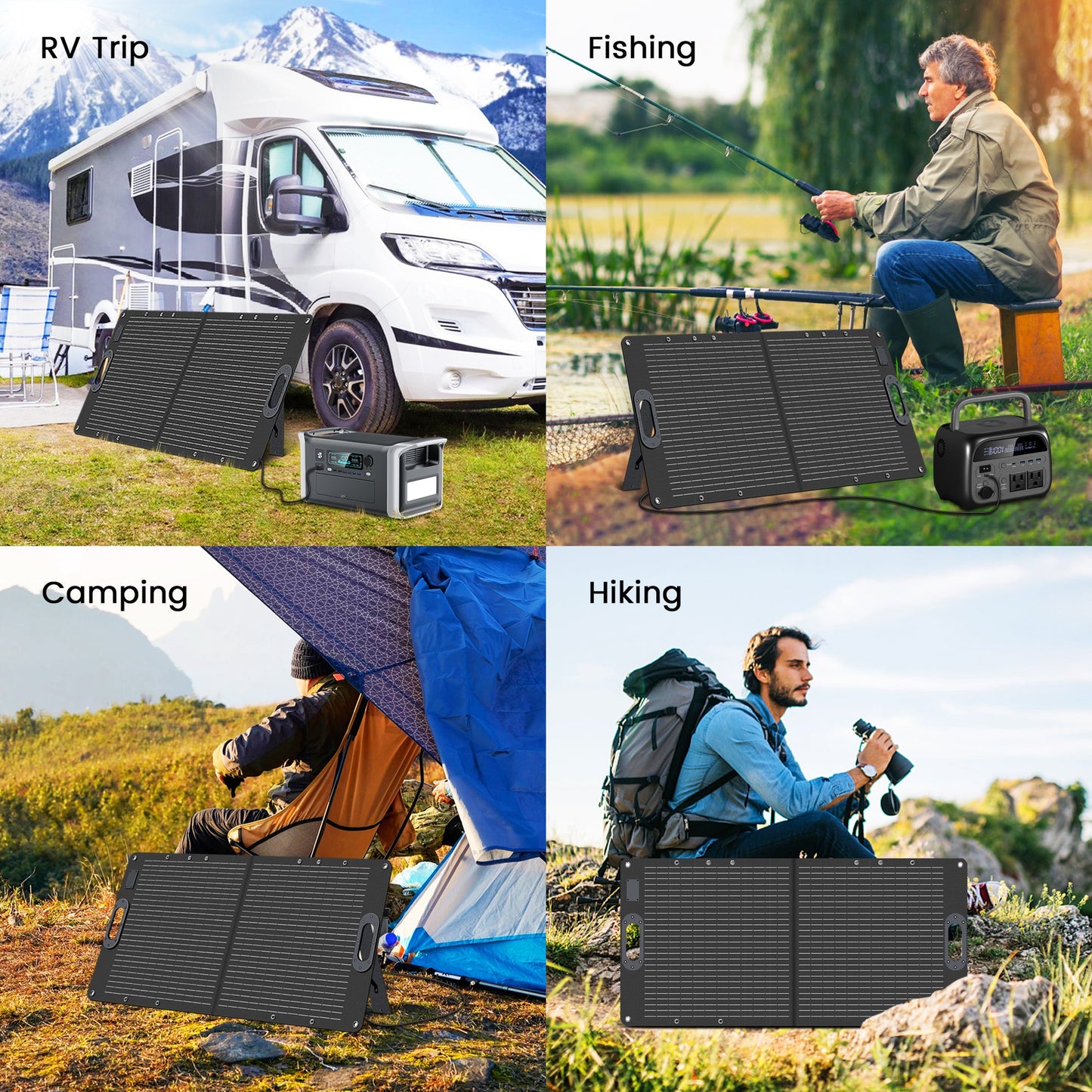 CTOLITY SPC100W 100W Foldable Solar Panel, Solar panel for RV, fishing, camping, hiking.