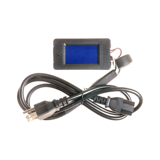AC cable LCD remote meter with blue display module and US 3-prong power cord connectors