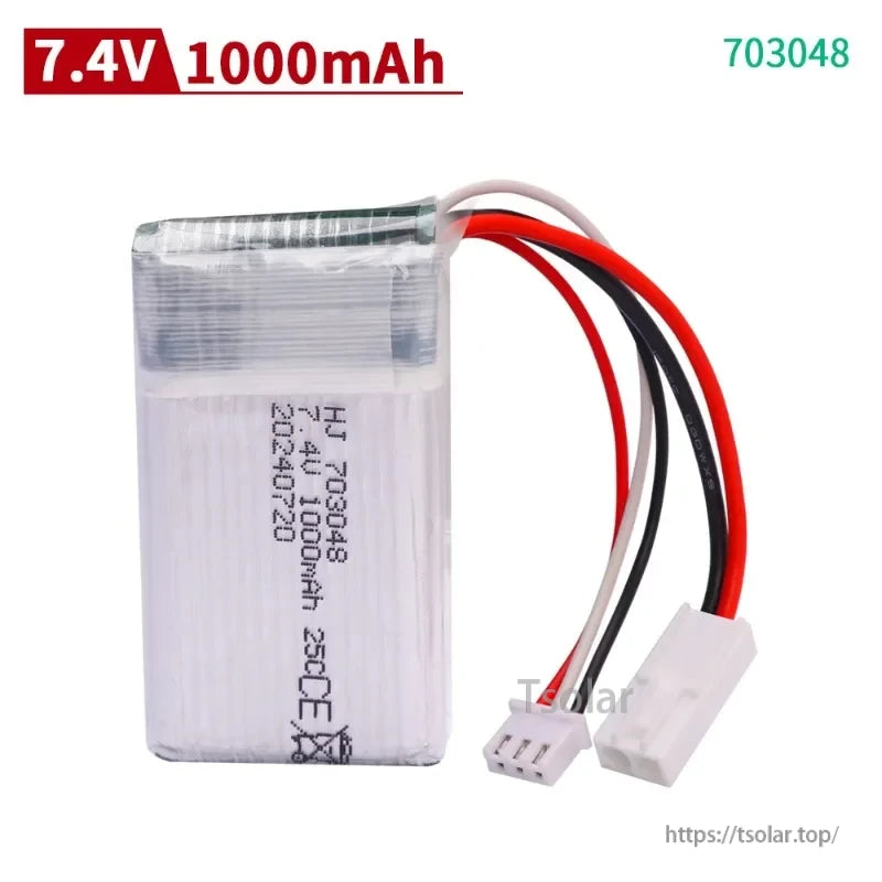 7.4V 1200mAh 25C 703048 Lipo Battery, Ensure your RC model supports 2S 7.4V Li-Polymer packs and the specified plug type before use.
