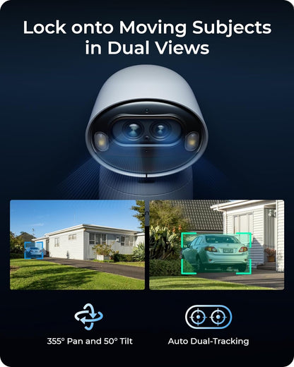 Reolink Argus Track 4K Solar Camera, Enhanced surveillance with panoramic and tilt tracking capabilities.