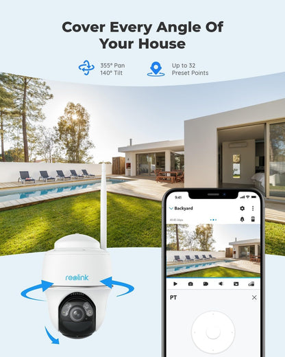 360-degree camera with adjustable angle and tilt for comprehensive home surveillance.