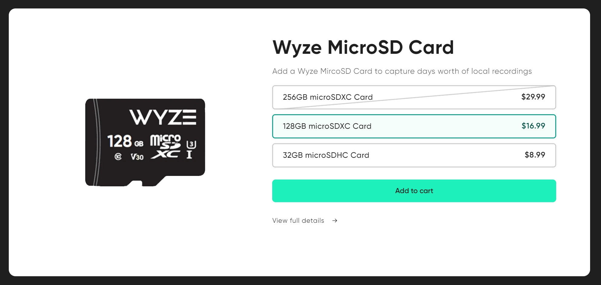 Wyze Cam v4, Upgrade your Wyze camera with a MicroSD card for longer recording times and storage options.