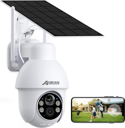 ANRAN Q3 Pro 2K 3MP Solar Security Camera - HD Wifi Outdoor 360° View Night Vision Smart Siren 2-Way Talk Alexa 6000mAh Build-in Solar Battery Camera