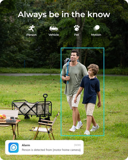 Reolink Go PT Ultra 4G Solar Camera, Receive real-time alerts and live footage of motion/pet activity with Reolink Go PT Ultra camera.