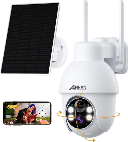 ANRAN Q3 Max 2.5K 5MP Solar Security Camera - 2592*1944 360° View PIR Color Night Vision 2.4G WiFi Outdoor 5200mAh Solar Panel Camera