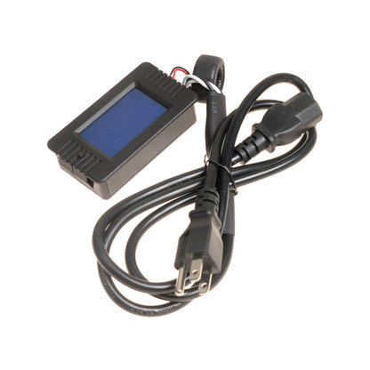 AC Cable LCD Remote Meter, Inline AC power cable with LCD remote meter display, NEMA wall plug and IEC-style device connector