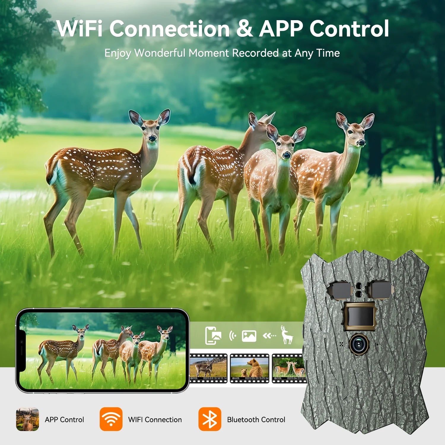 Control and view wonderful moments remotely using Wi-Fi and an app.