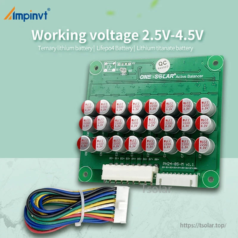 Working voltage 2.5V–4.5V graphic with 8S active balancer board and balance lead cable