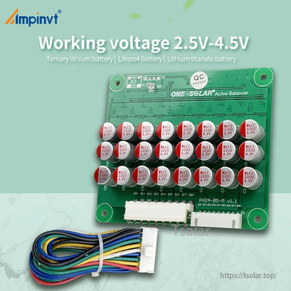 Working voltage 2.5V–4.5V graphic with 8S active balancer board and balance lead cable